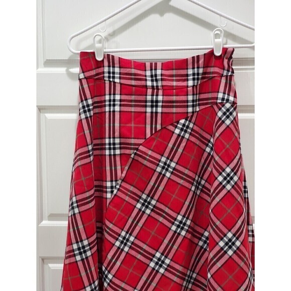 HANNA ANDERSSON A-LINE RED TARTAN PLAID FULL SKIRT SIDE ZIPPER WOMEN SIZE SMALL - Picture 2 of 13